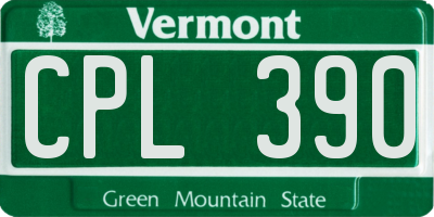 VT license plate CPL390