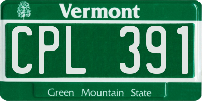 VT license plate CPL391