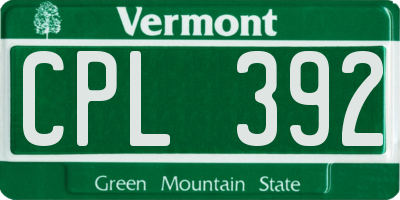 VT license plate CPL392