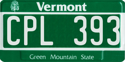 VT license plate CPL393