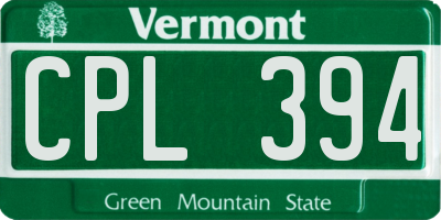VT license plate CPL394