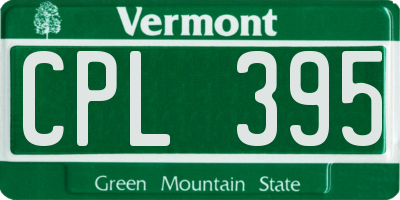 VT license plate CPL395