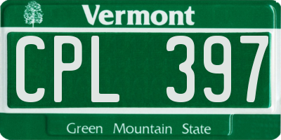 VT license plate CPL397
