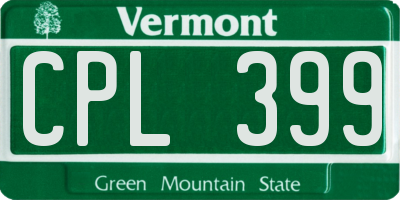 VT license plate CPL399