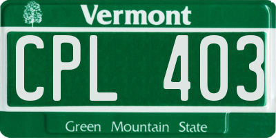 VT license plate CPL403