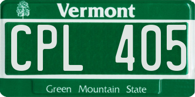 VT license plate CPL405
