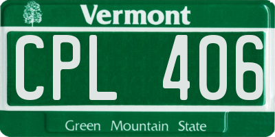 VT license plate CPL406