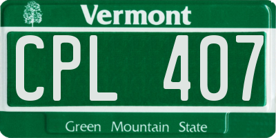 VT license plate CPL407