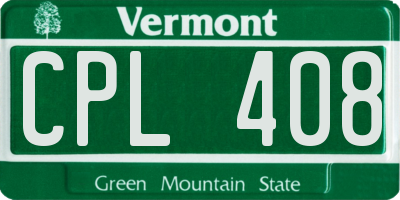 VT license plate CPL408