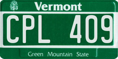 VT license plate CPL409