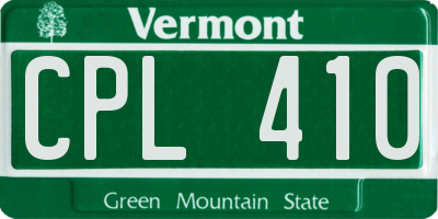 VT license plate CPL410