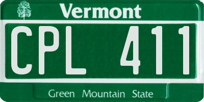 VT license plate CPL411