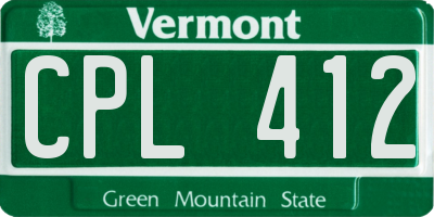 VT license plate CPL412