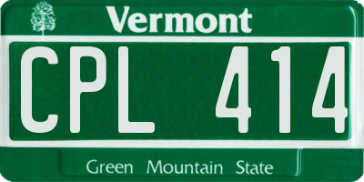 VT license plate CPL414