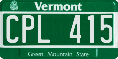VT license plate CPL415
