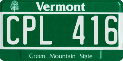VT license plate CPL416