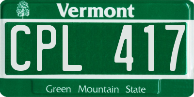 VT license plate CPL417