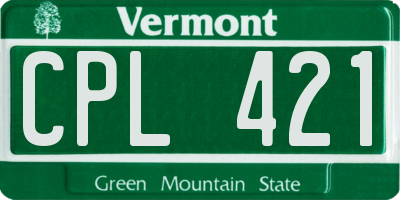 VT license plate CPL421