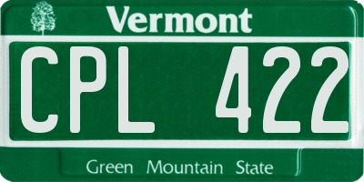 VT license plate CPL422