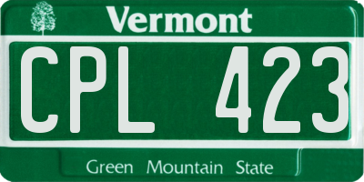 VT license plate CPL423