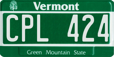 VT license plate CPL424