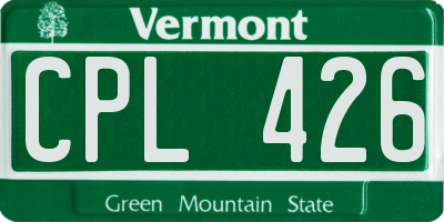 VT license plate CPL426