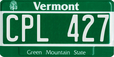 VT license plate CPL427