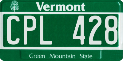 VT license plate CPL428