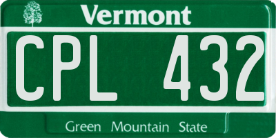 VT license plate CPL432