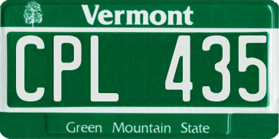 VT license plate CPL435