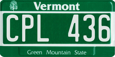 VT license plate CPL436