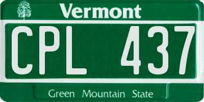 VT license plate CPL437