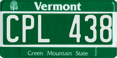 VT license plate CPL438