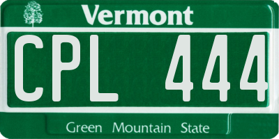 VT license plate CPL444