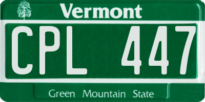 VT license plate CPL447