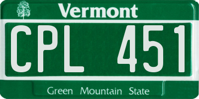 VT license plate CPL451
