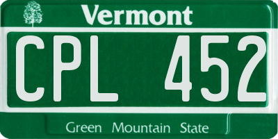 VT license plate CPL452