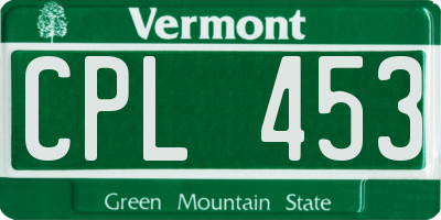 VT license plate CPL453