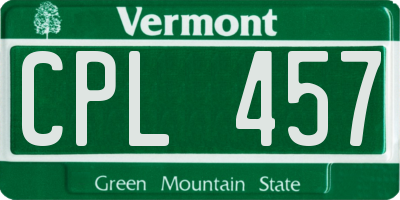 VT license plate CPL457