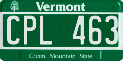 VT license plate CPL463