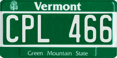 VT license plate CPL466