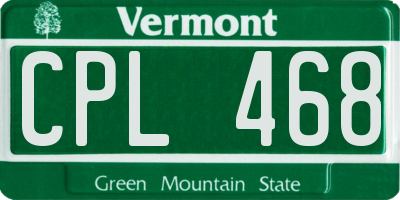 VT license plate CPL468
