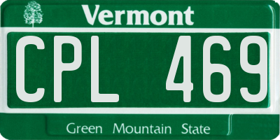 VT license plate CPL469