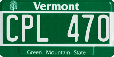 VT license plate CPL470