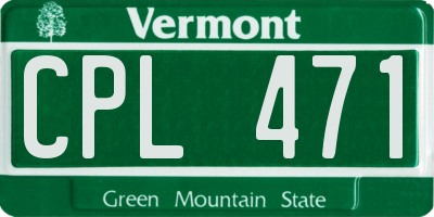 VT license plate CPL471