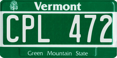 VT license plate CPL472