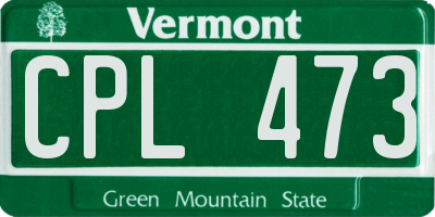 VT license plate CPL473
