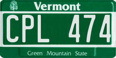 VT license plate CPL474
