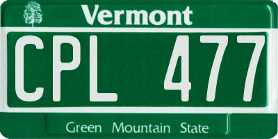 VT license plate CPL477