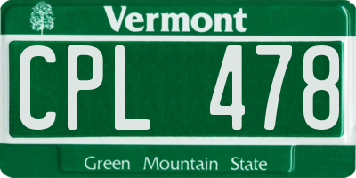 VT license plate CPL478